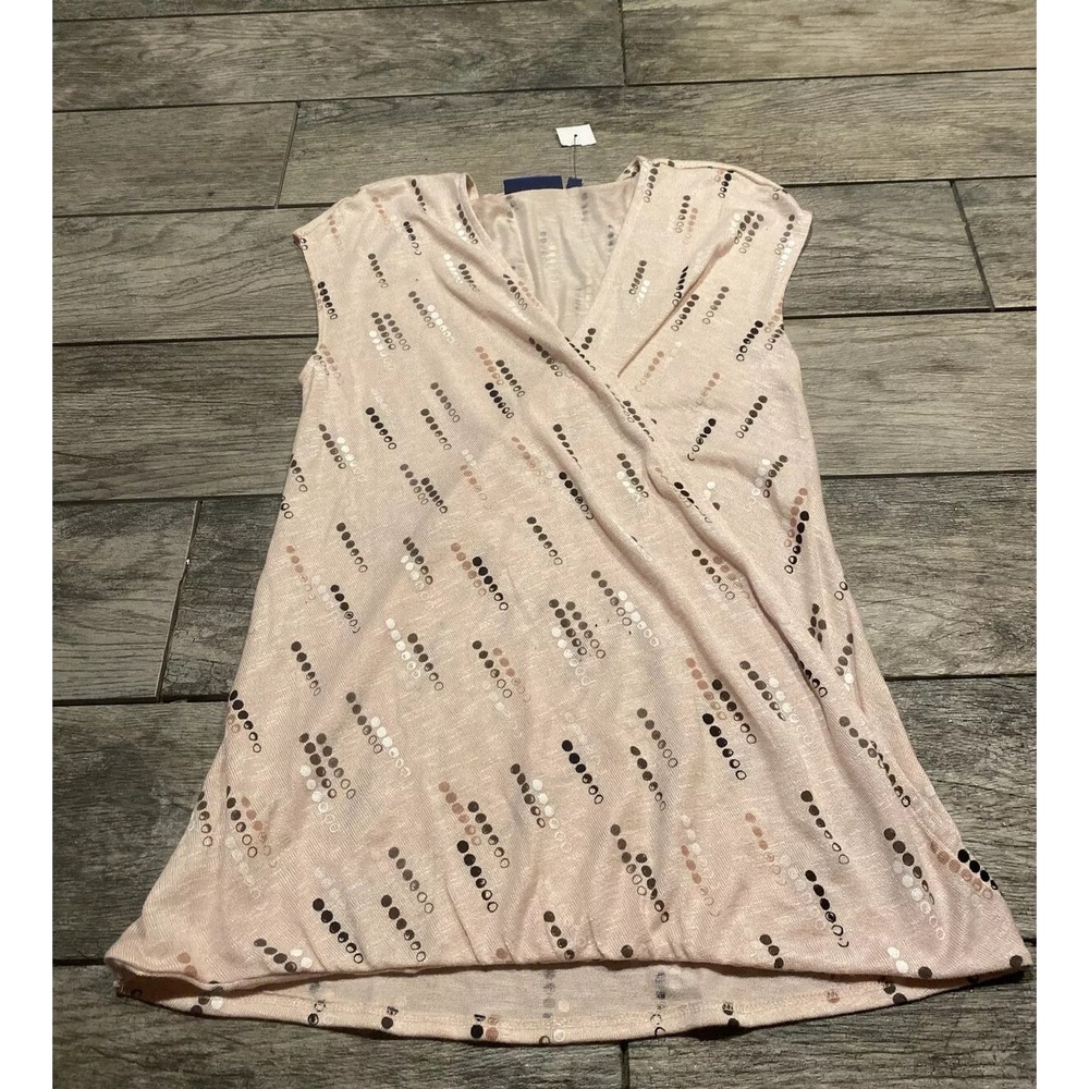 New APT 9 SZ Womens Sz XS Xsmall Rayon Blend Pink‎ Sleeveless V Neck Wrap Shirt